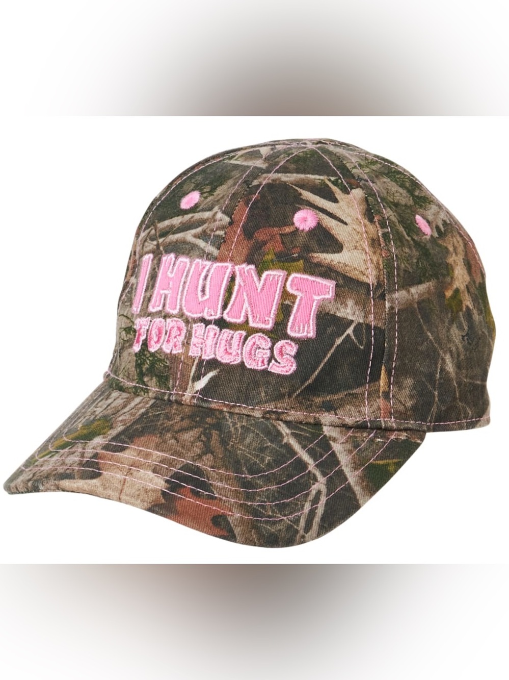 🌈6/$10 Outdoor Kids Infant Pink Camo "I Hunt For Hugs" Embroidered Baseball Cap